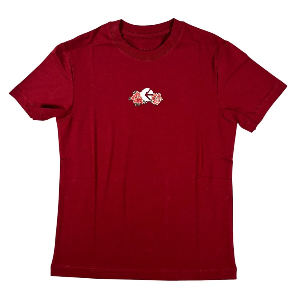 Ethika T Shirt Girls Medium Burgundy Shogun Peony Fitted‎ Graphic Cotton Stretch